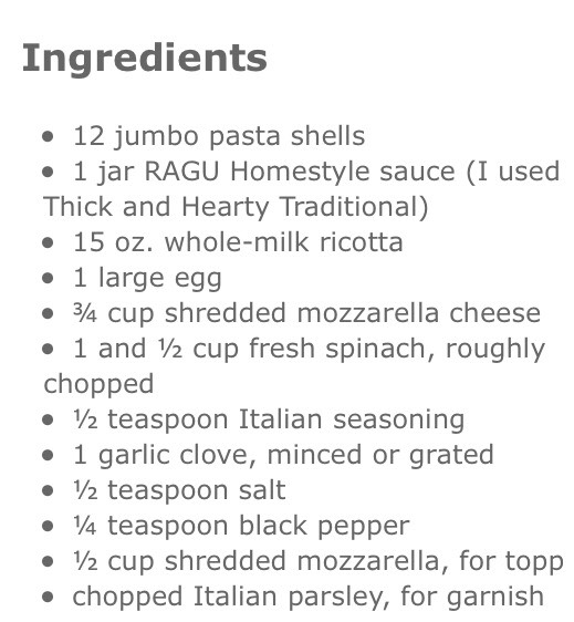 Spinach And Ricotta Stuffed Pasta Shells 