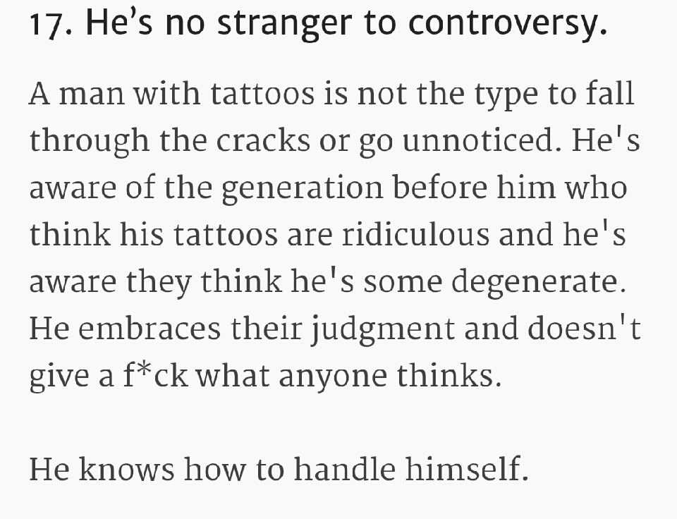 VERY Legitimate Reasons To Date A Tattooed Man!