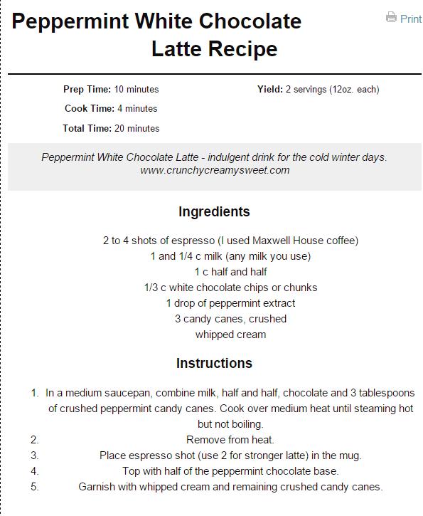 Peppermint White Chocolate Latte 