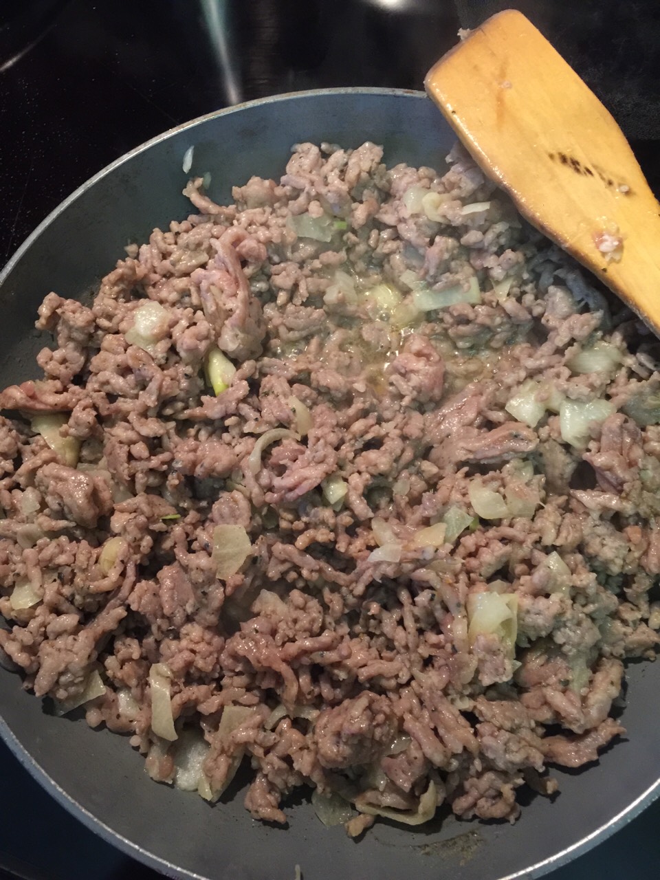 *After browning onions, garlic & meat, I also added some chopped red mini peppers!