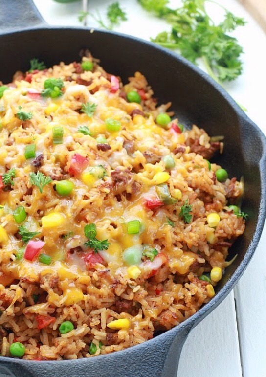 One pan mexican rice skillet