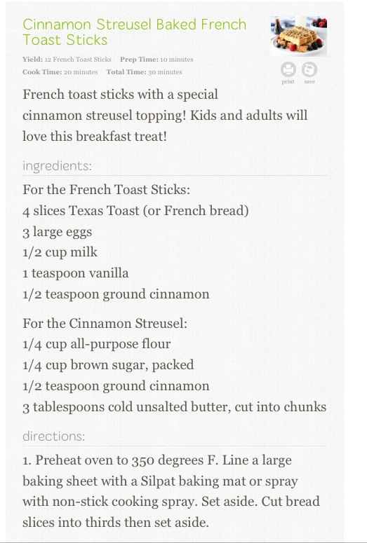💟😃Cinnamon Streusel Baked French Toast Sticks😃💟