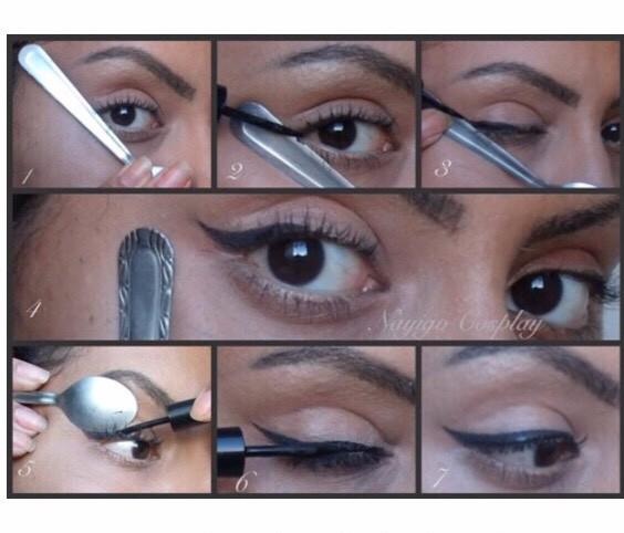Use a spoon to get perfect winged eyeliner!