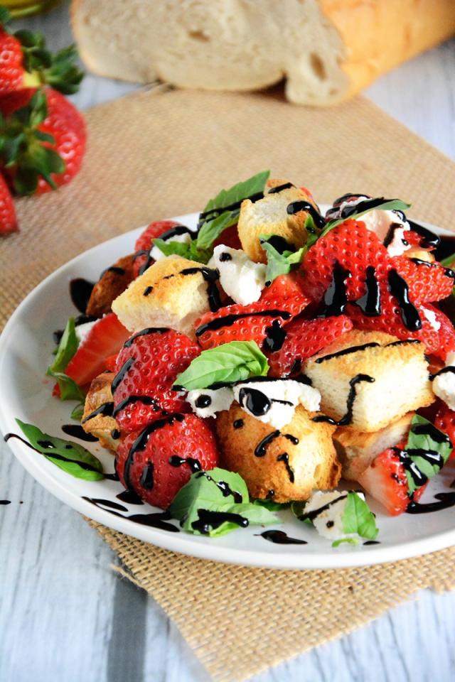 12. Honey and Strawberry Panzanella Salad