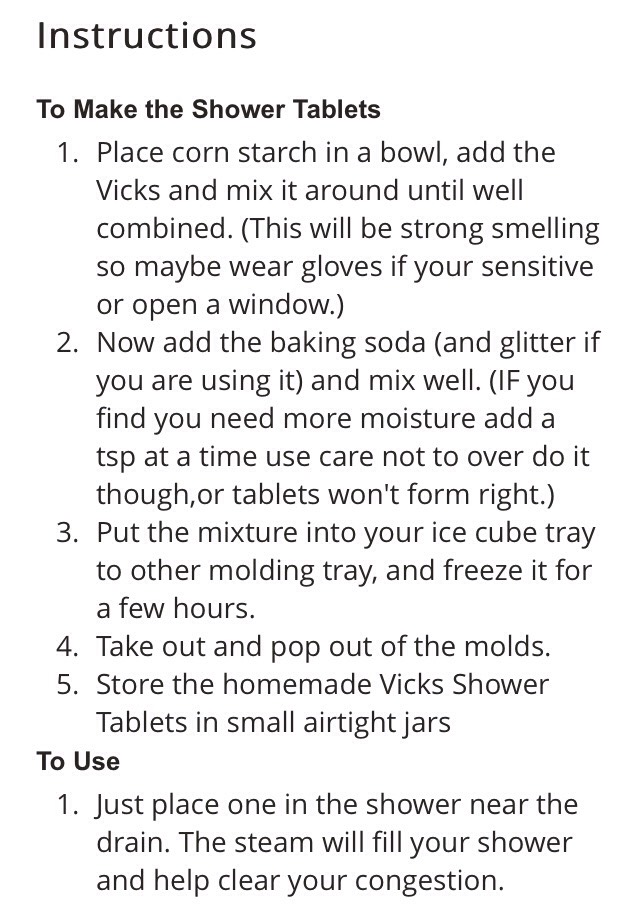 HOMEMADE VICKS SHOWER TABLETS RECIPE 💙💚💛💜