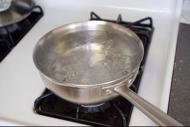 Bring a different small pot of water to a boil
