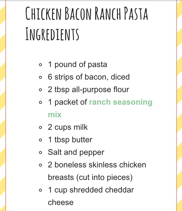 Chicken Bacon Ranch Pasta Recipe 