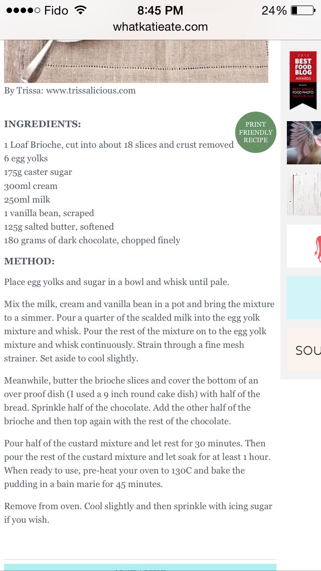 Chocolate Bread & Butter Pudding