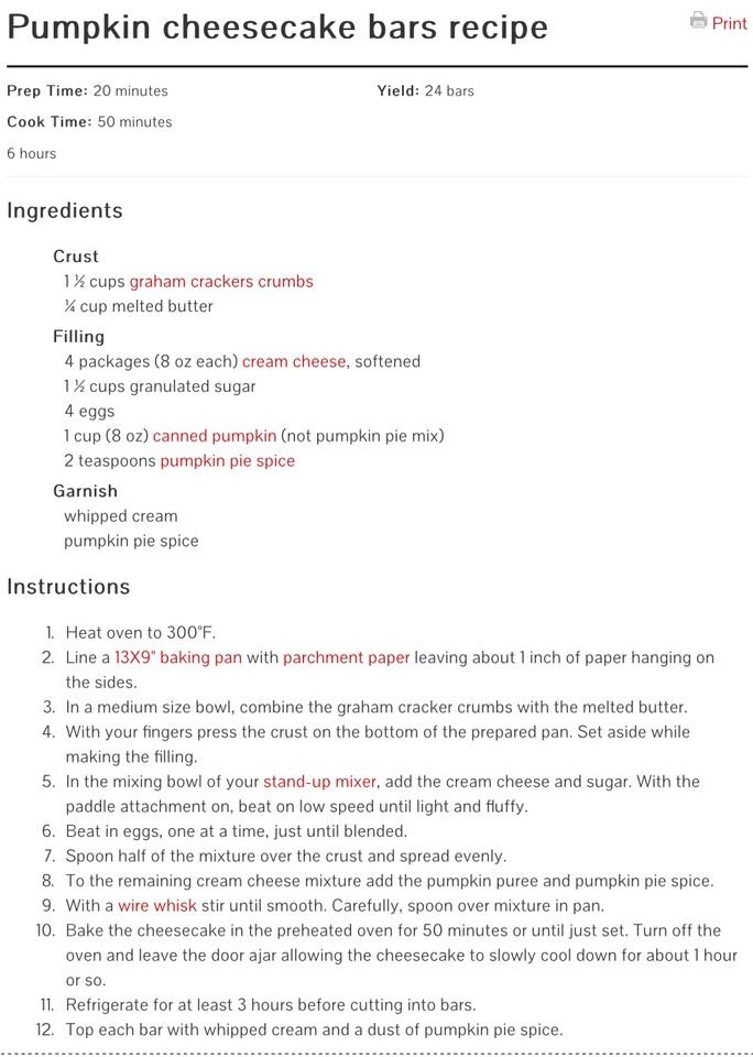 Pumpkin Cheesecake Bars Recipe 