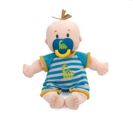 Doll

So technically these dolls are divided by boy and girl, but their outfits are interchangeable and I just so happened to get one for my nephew last year and my sister can attest that this little baby has been loved within an inch of his life. It's a good simple, soft doll that toddlers can dres