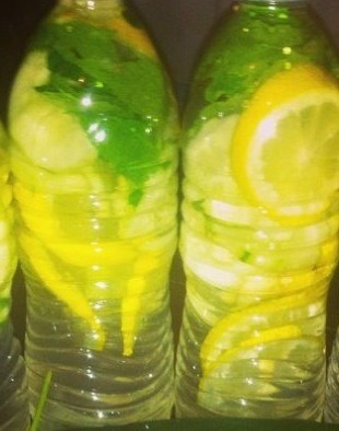 In the morning drink water that's been infused with lemon, cucumber and mint leaves. This gets rid of any alcohol bloat you may feel from the night before. Follow with more water throughout the day. This always keeps hangovers away for me and I've had some pretty wild nights 😜