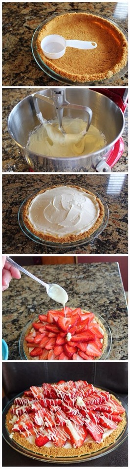 🍧🍓Strawberry White Chocolate Pie🎉💥
