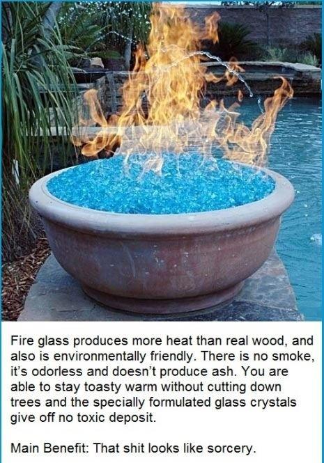 You can use fire glass instead of wood for your backyard fire pit.