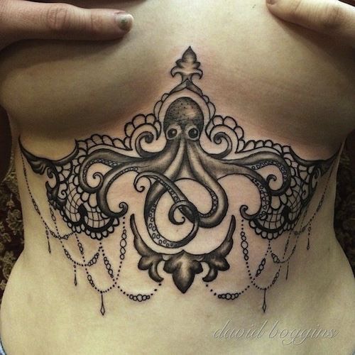Beautiful Under Breast Tattoo Designs
