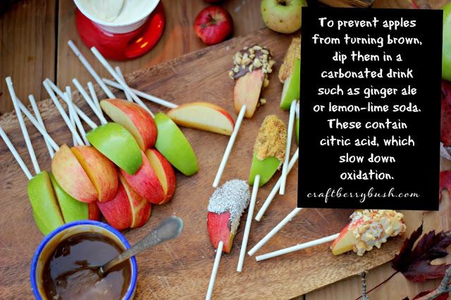  We had store bought caramel and a mini fondue pot holding the chocolate.  It was as simple as dip, dip, coat, coat, and eat! 
