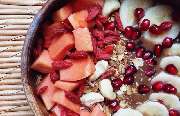 4. Pumpkin Papaya Superfood Acai Bowl
The Skinny: 306 calories, 9.1 g fat, 53 g carbs, 24.2 g sugar, 14.9 g fiber and 7 g protein per bowl