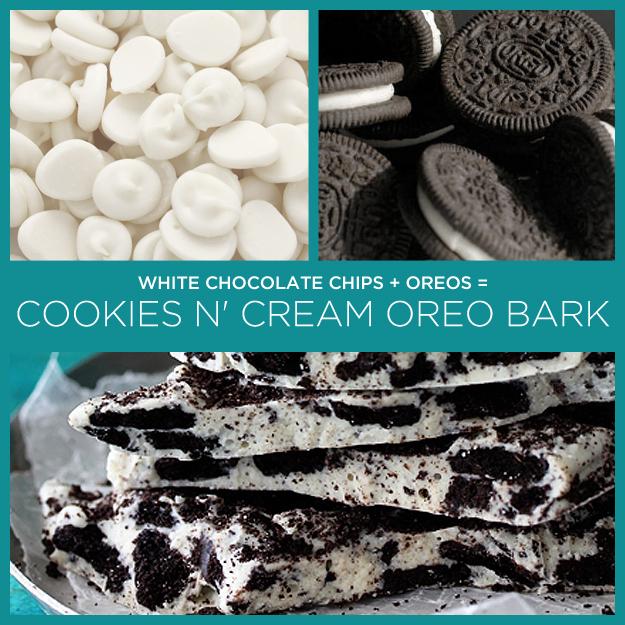 White Chocolate Chips + Oreos = Cookies n’ Cream Oreo Bark