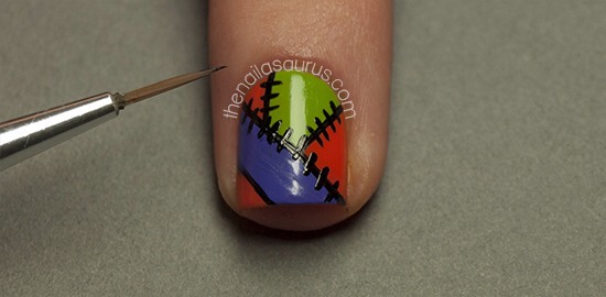 Next, paint on the stitches.