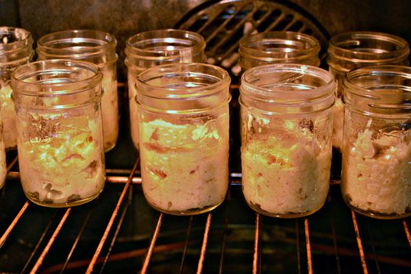 Place jars directly on rack in oven.