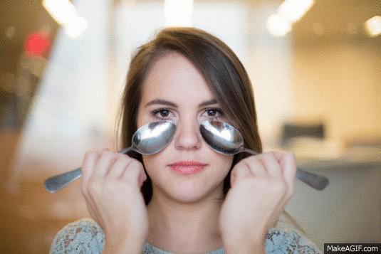 1. Freeze two spoons, and sweep them under your eyes to get rid of under eye bags.