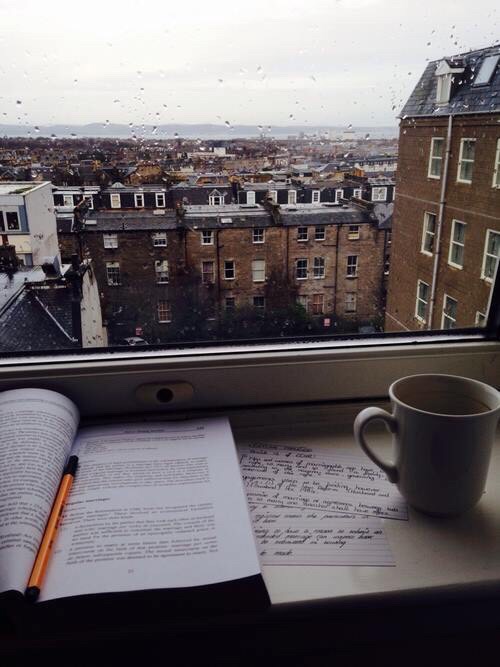 Catch up on studying while it's raining! 