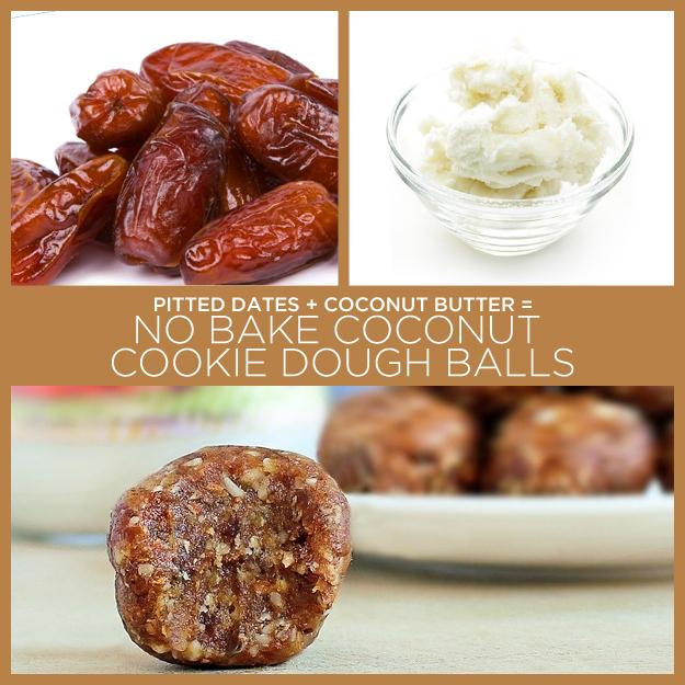 Pitted Dates + Coconut Butter = No Bake Coconut Cookie Dough Balls