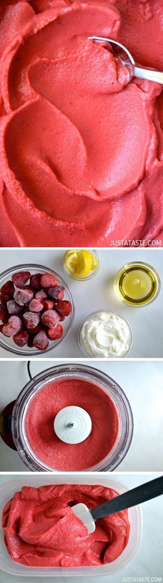 5-Minute Healthy Strawberry Frozen Yogurt 🍓🍓🍓