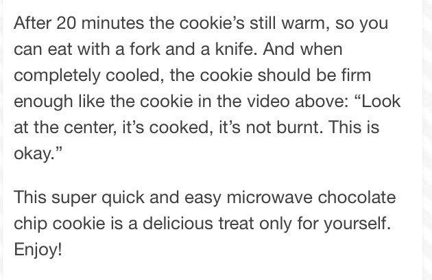 ✨✨ 1 MInute Microwaved Chocolate Chip Cookie ✨✨