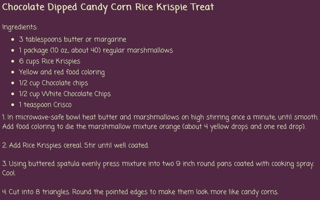 Rice Crispy Halloween treat - Candy Corn Style!