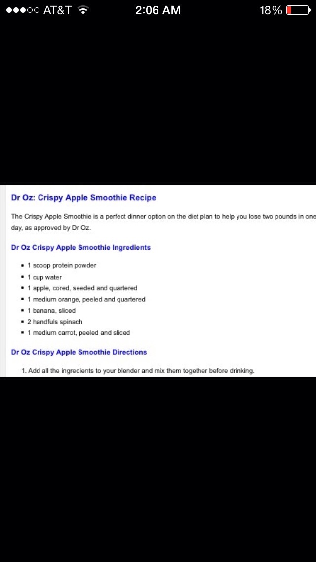 Dr. Oz's Crisp Apple Smoothy Recipe! Lose 2 Lbs Over Night