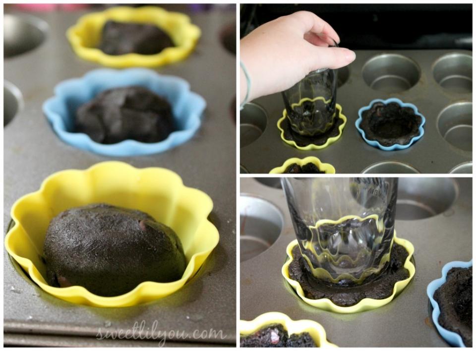 The cookies may be a little bit soft in the middle, if they are still too gooey for your liking you can pop them back into the over until they are cooked they way you like them.  Once cooled, pop the cups out of the silicone liners and put on a plate.