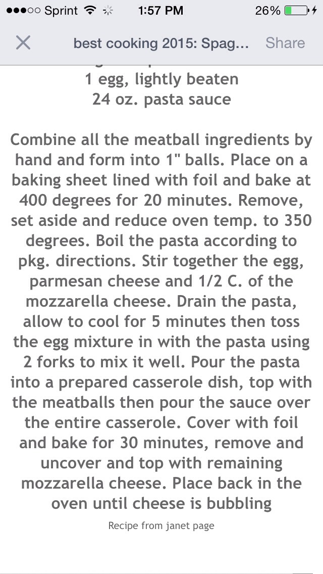 Spaghetti and Meatball Casserole
