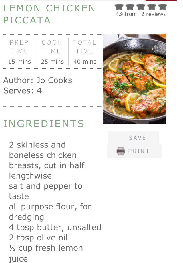 Lemon Chicken Piccata