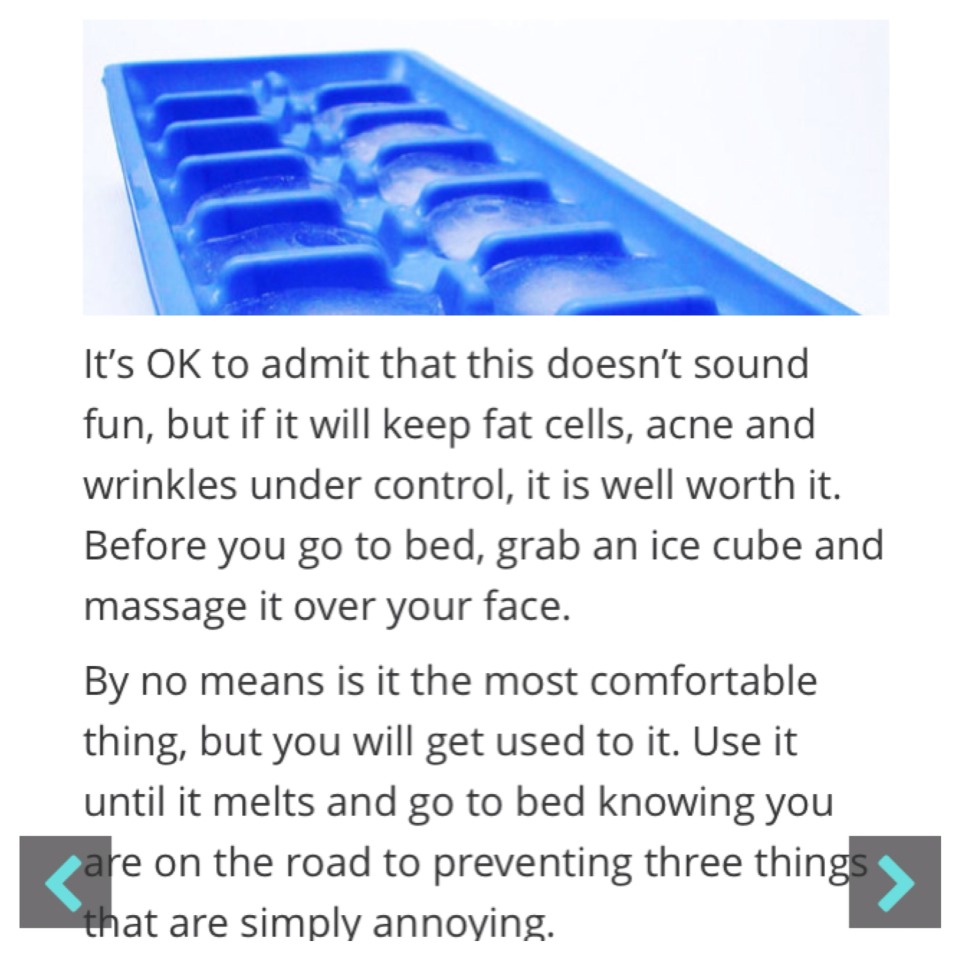 Use An Ice Cube to keep fat, acne & wrinkles away