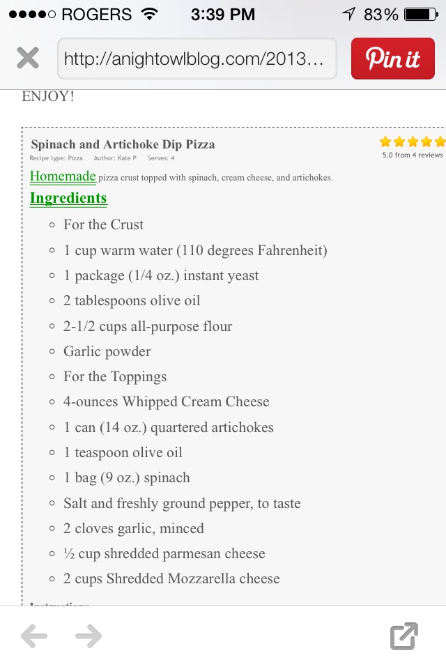 Spinach And Artichoke Dip Pizza