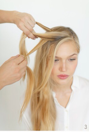 3) Continue creating the French braid along the side/hairline moving towards the ear.

