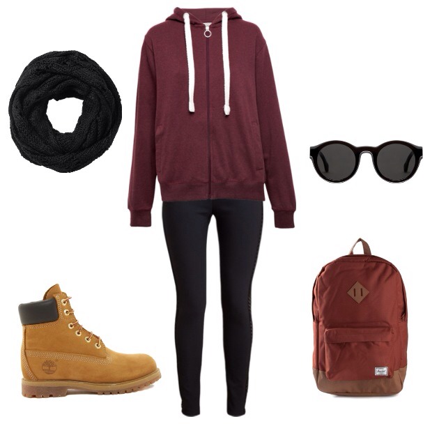 4⃣ Lazy day :
Vest : Pull&Bear
Leggings : (any black leggings)
Scarf : GAP
Shoe : Timberland
💘 Accesories :
Glass : Lagarconne.com
Back pack : Herschel