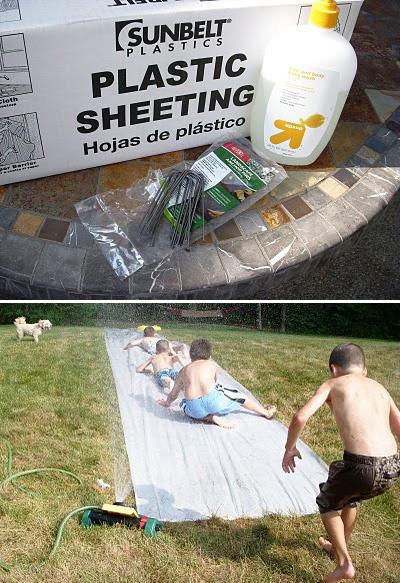 Behold: the world’s best and cheapest slip and slide is made from plastic sheeting and baby soap.A pinner says: “THIS REALLY WORKS AND TOTALLY INEXPENSIVE! world’s best slip and slide.”