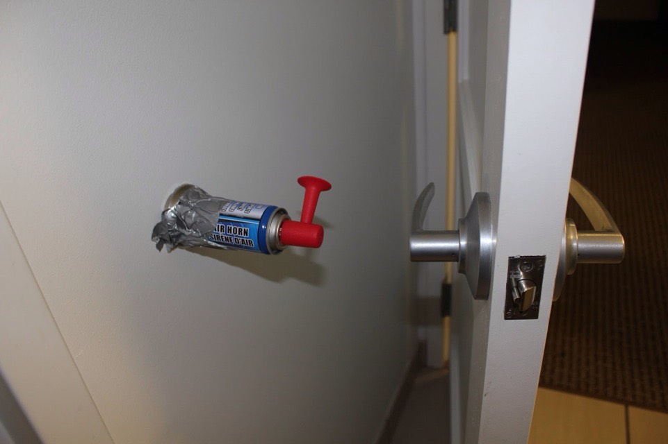 Install an air horn as a door wall protector