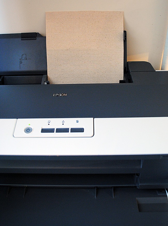 Step 3: Place in your printer. Make sure you have it placed so that the ink prints on the fabric side and not the paper side.