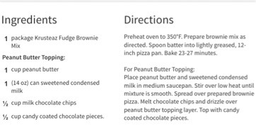 Peanut Butter Brownie Pizza 