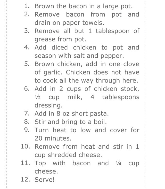 One Pot Chicken Bacon Ranch Pasta