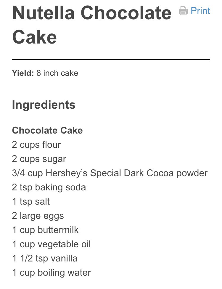 Chocolate Nutella Cake!
