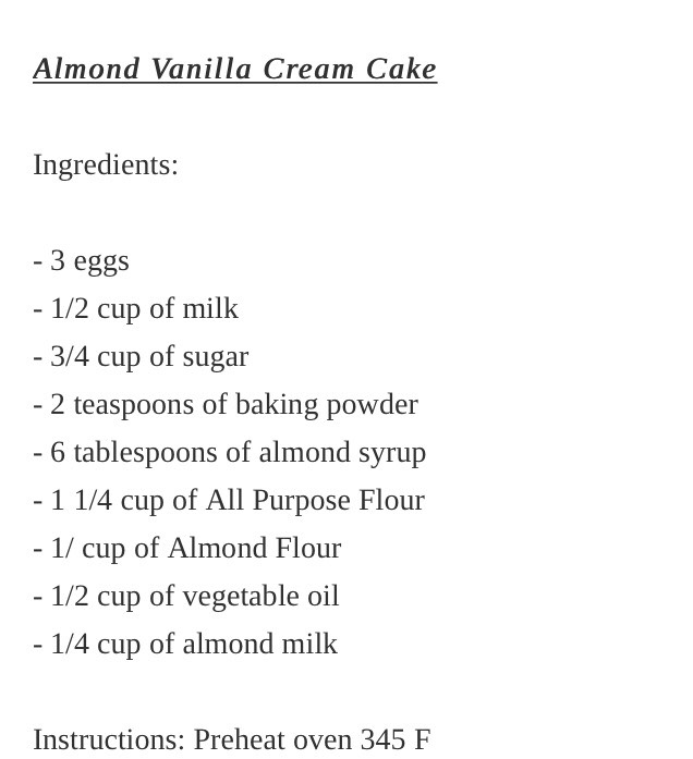 Almond Vanilla cake 