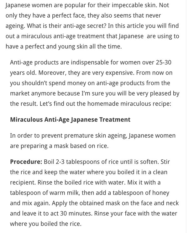 "MIRACULOUS ANTI AGE JAPANESE TREATMENT"