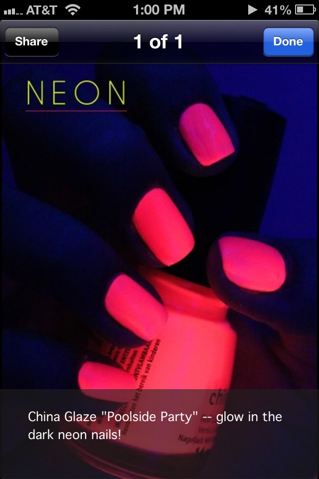 Neon Nails Are The New Thing! Paint These Nails If Your Going Somewhere Dark c: 