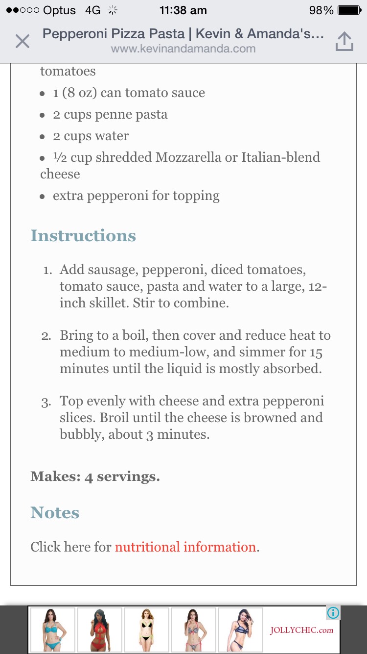 Pepperoni Pizza Pasta 