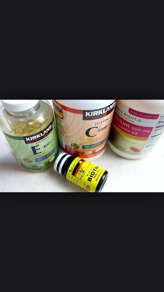 Take vitamin E, C, Calcium, and Biotin. Or, you can take any multi-vitamin supplement alongside a "hair-nail-skin" supplement with Biotin added. That should do the trick!