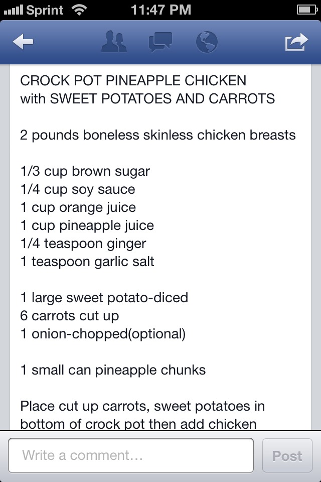 Crockpot Pineapple Chicken With Sweet Potatoes And Carrots