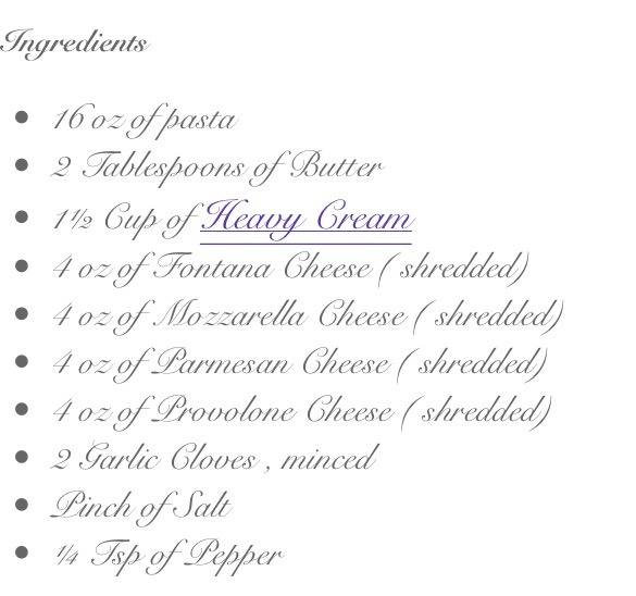 Creamy Four Cheese Pasta.
